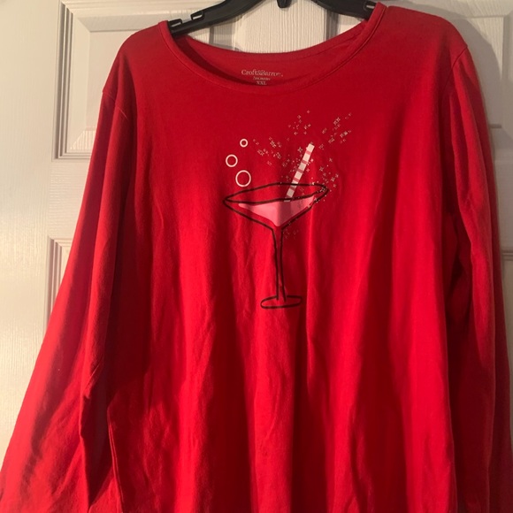 Croft & Barrow Pajama top. Martini, bubbles, stars - Picture 3 of 7